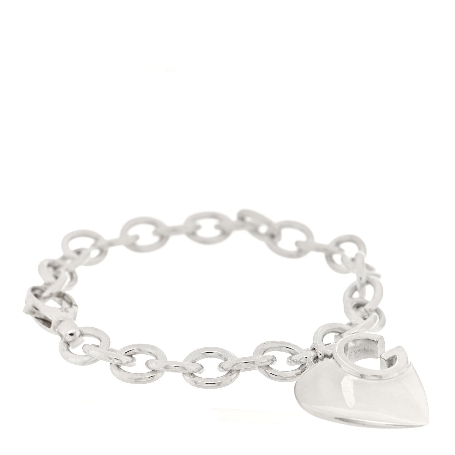 Sterling Silver G Heart Charm Link Bracelet