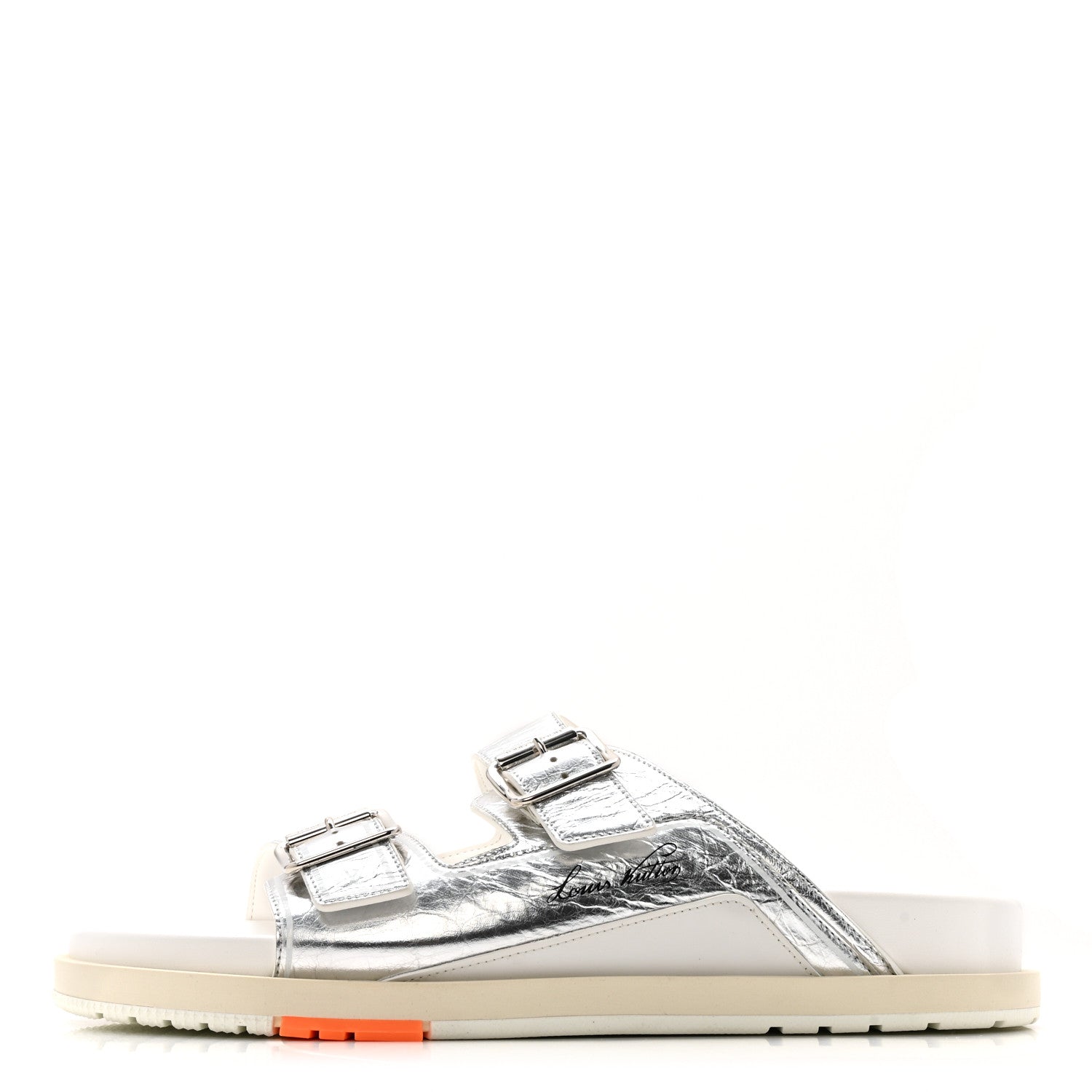 Metallic Mix Materials Mens LV Script Trainer Mules 12 Silver Multicolor