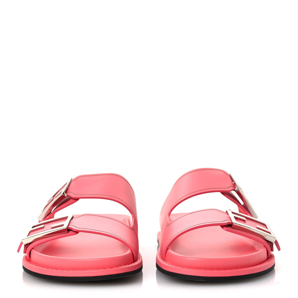 Vitello Fendi Feel Buckled Slide Sandals 38 Pink Dalia