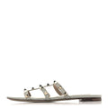 Nappa Rockstud Caged Flat Slide Sandals 38 Grey