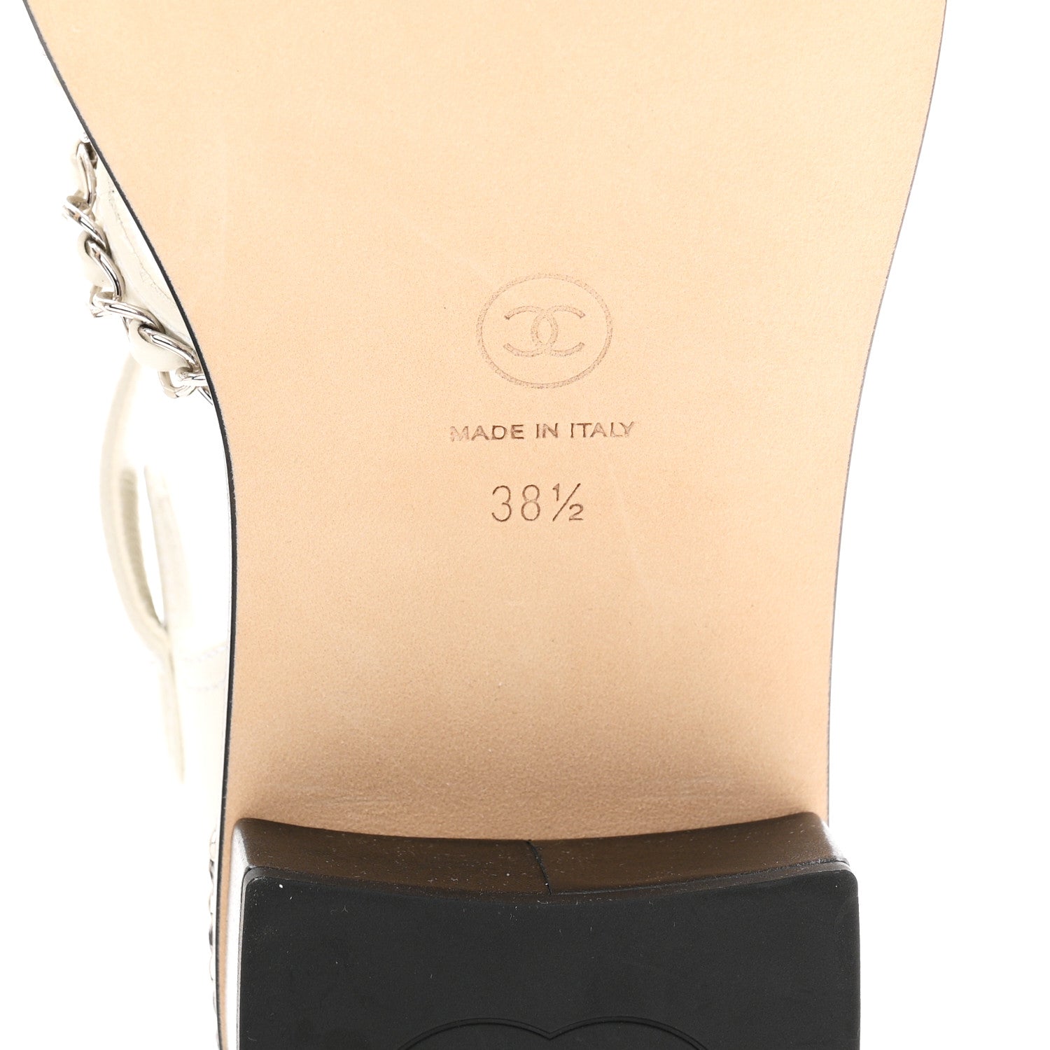 Lambskin Chain Cork Sandals 38.5 White