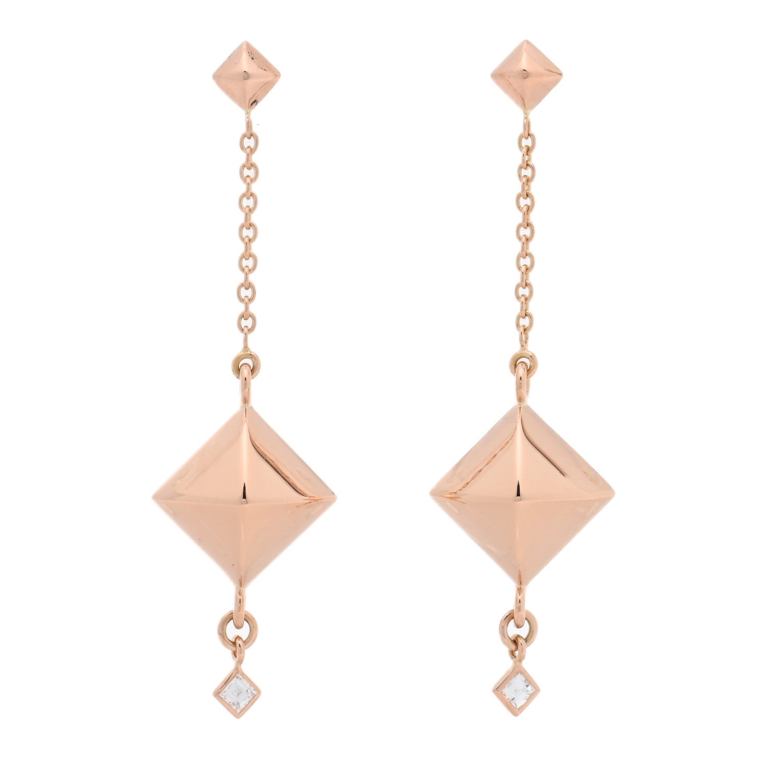 18K Rose Gold Diamond PM Collier de Chien Rock Earrings