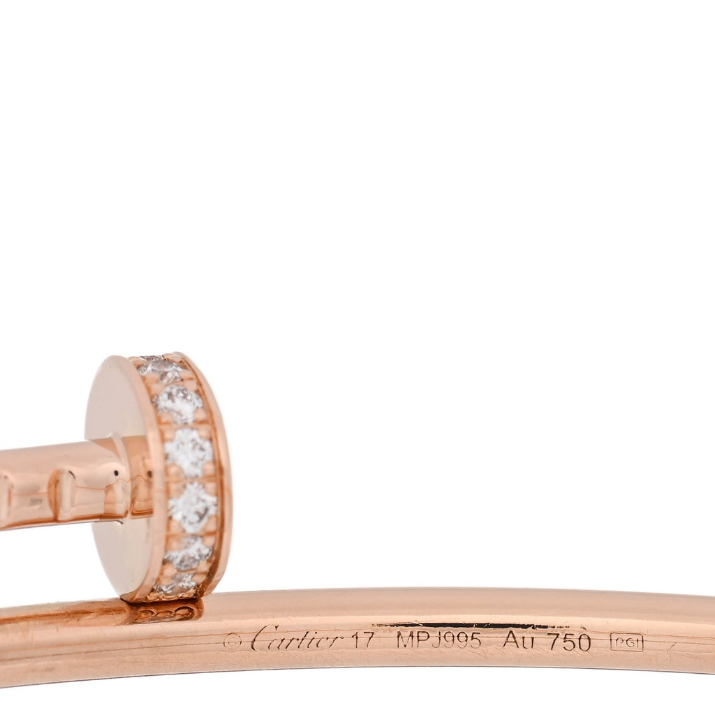 18K Pink Gold Diamond Small  Juste Un Clou Bracelet 17