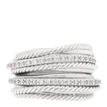 Sterling Silver Diamond 17.8mm Crossover Cable Ring 54 6.75