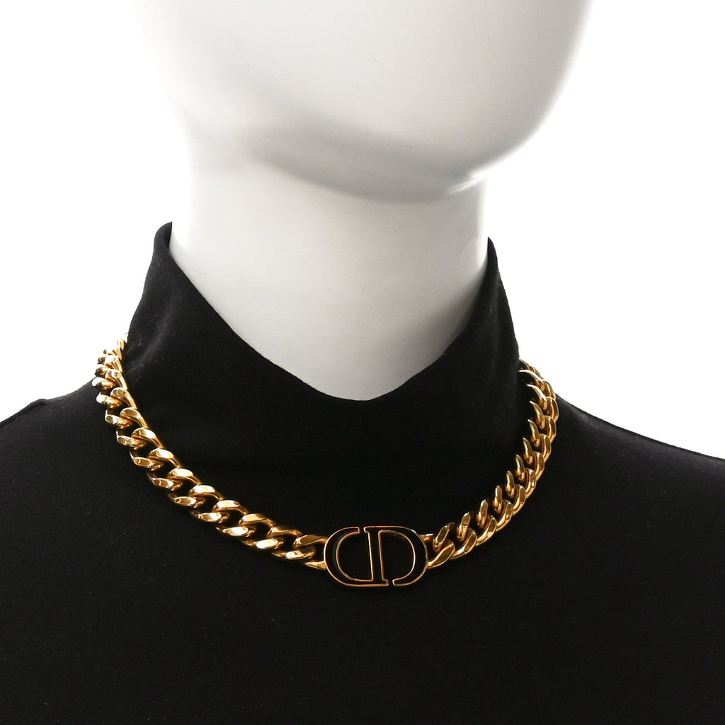 Metal CD Choker Necklace Gold Black