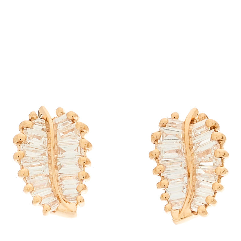 18K Rose Gold Diamond Small Palm Leaf Earrings