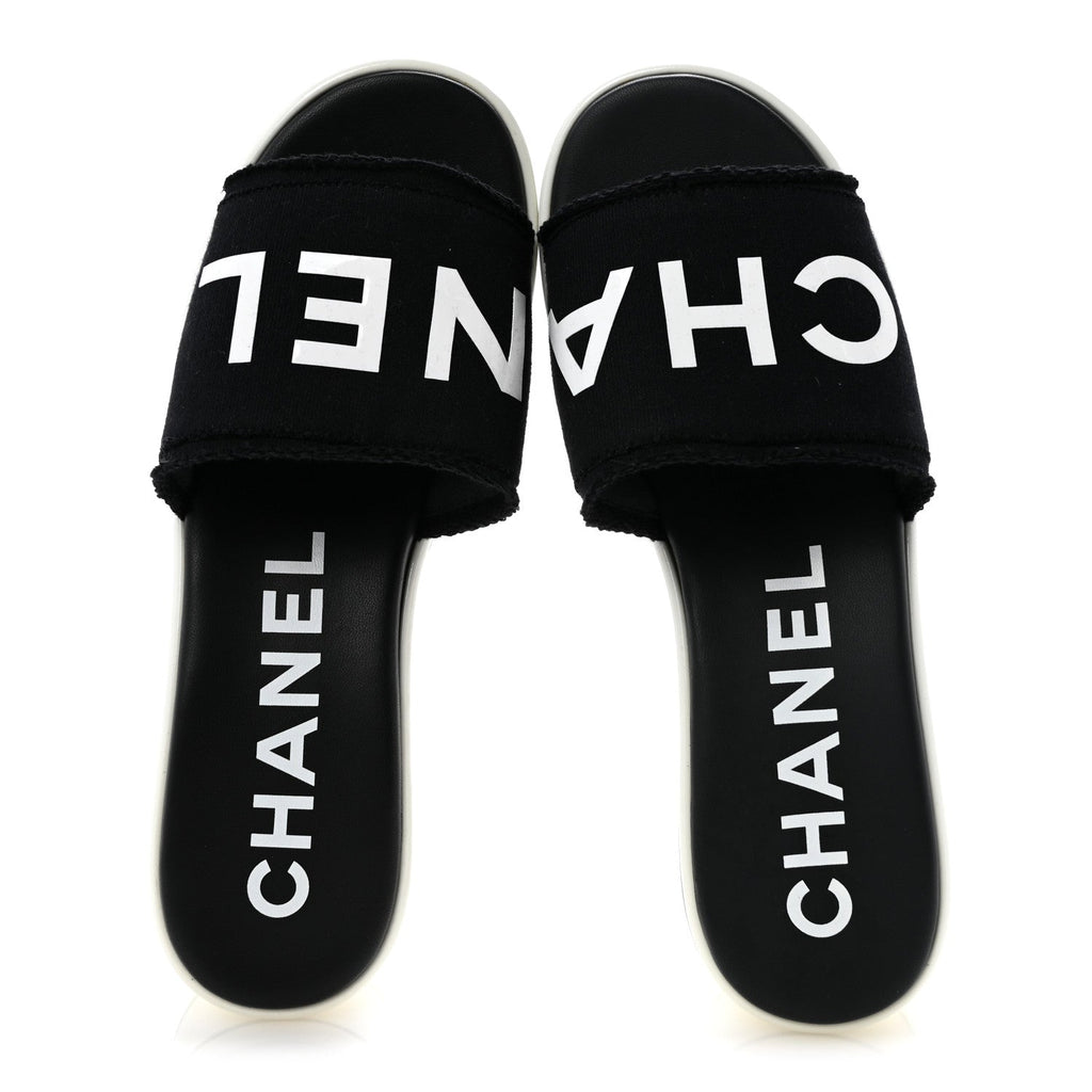Cotton Logo Mule Sandals 41 Black White