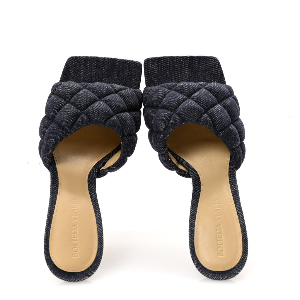 Denim Matelasse Padded Mule Sandals 37.5 Indigo