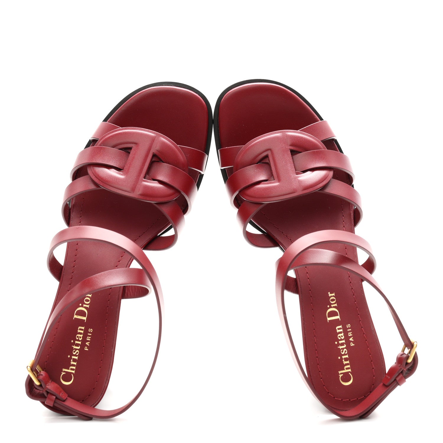 Calfskin D-Club Sandal Pumps 37.5 Ruby Red
