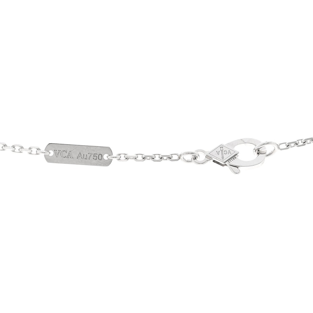 18K White Gold Guilloche Vintage Alhambra Pendant Necklace