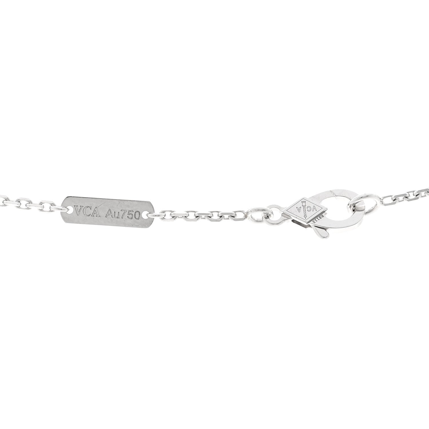 18K White Gold Guilloche Vintage Alhambra Pendant Necklace