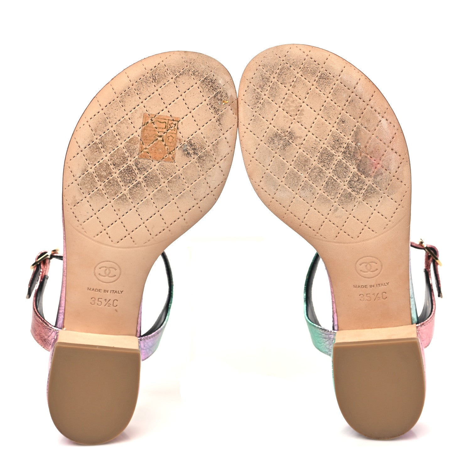Goatskin Fantasy CC Pearl Thong Sandals 35.5 Multicolor