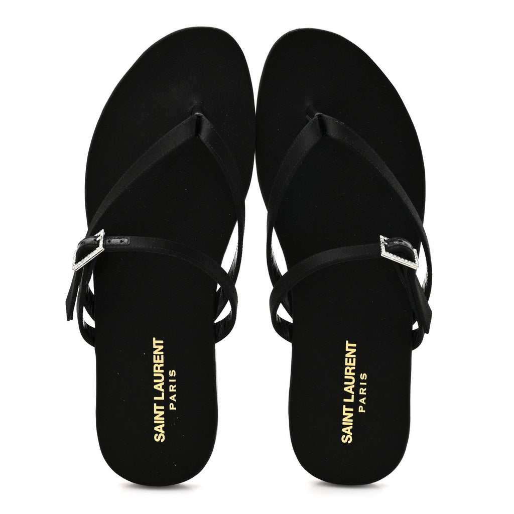 Crepe Satin Laszlo Sandals 39.5 Black