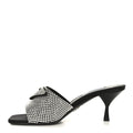 Satin Crystal Logo 65mm Slide Sandals 36 Cristal