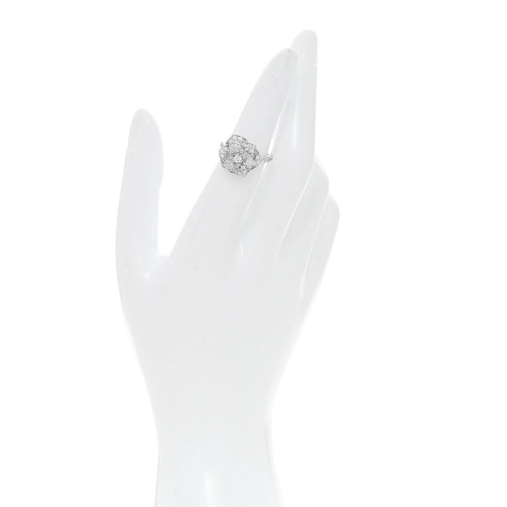 18K White Gold Diamond Rose Ring 49 4.75