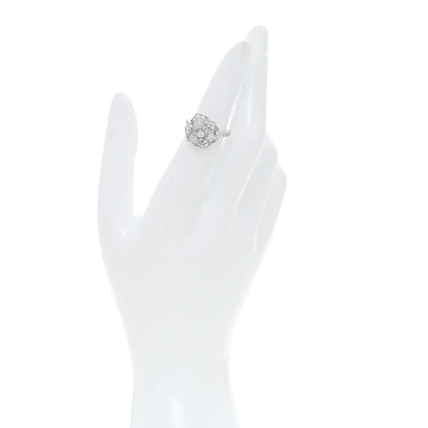 18K White Gold Diamond Rose Ring 49 4.75