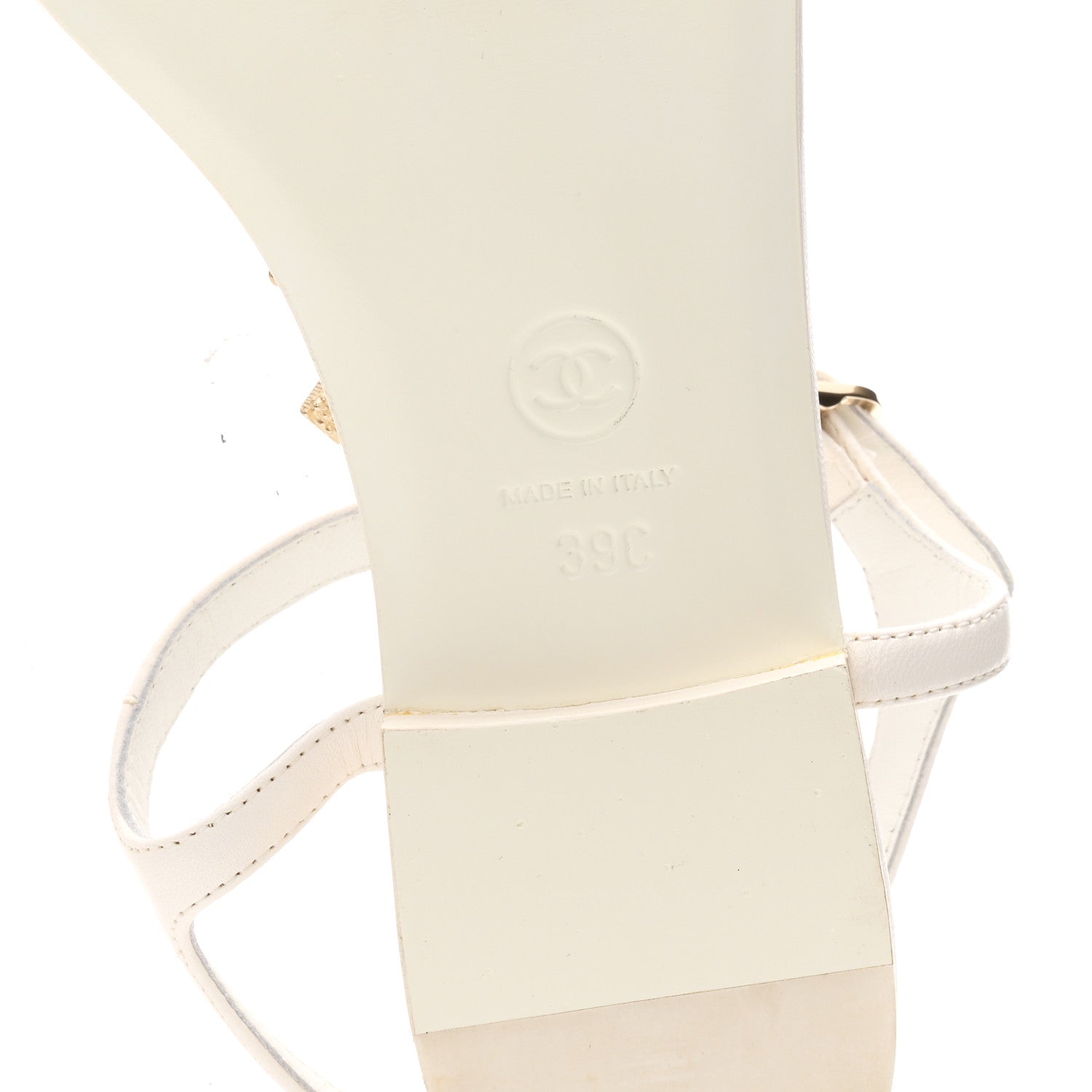 Lambskin Pearl Crystal CC Thong Sandals 39 White