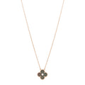 18K Rose Gold Diamond Grey Mother of Pearl Vintage Alhambra Pendant Necklace