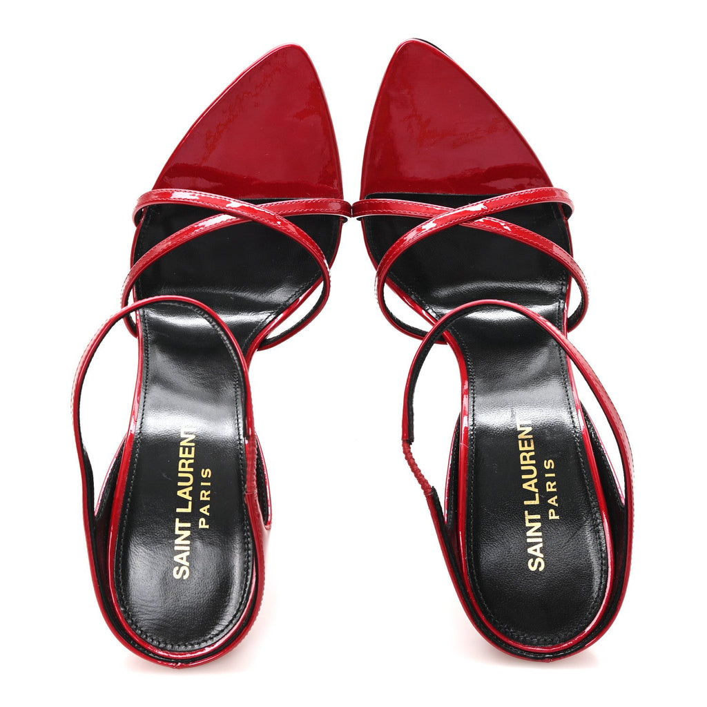 Patent Gippy Crisscross Mule Sandals 37 Red