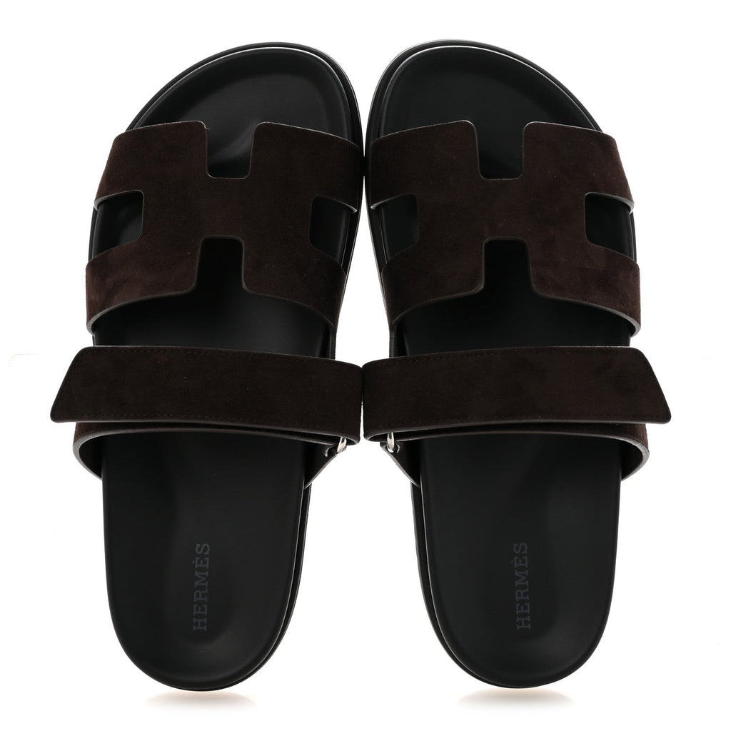 Suede Goatskin Womens Chypre Sandals 39.5 Marron Ebene