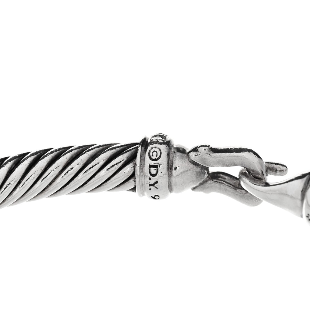 Sterling Silver Diamond 5mm Cable Buckle Bracelet