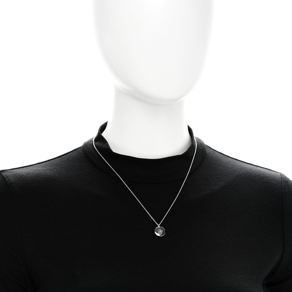 Sterling Silver Letter G Disc Pendant Necklace