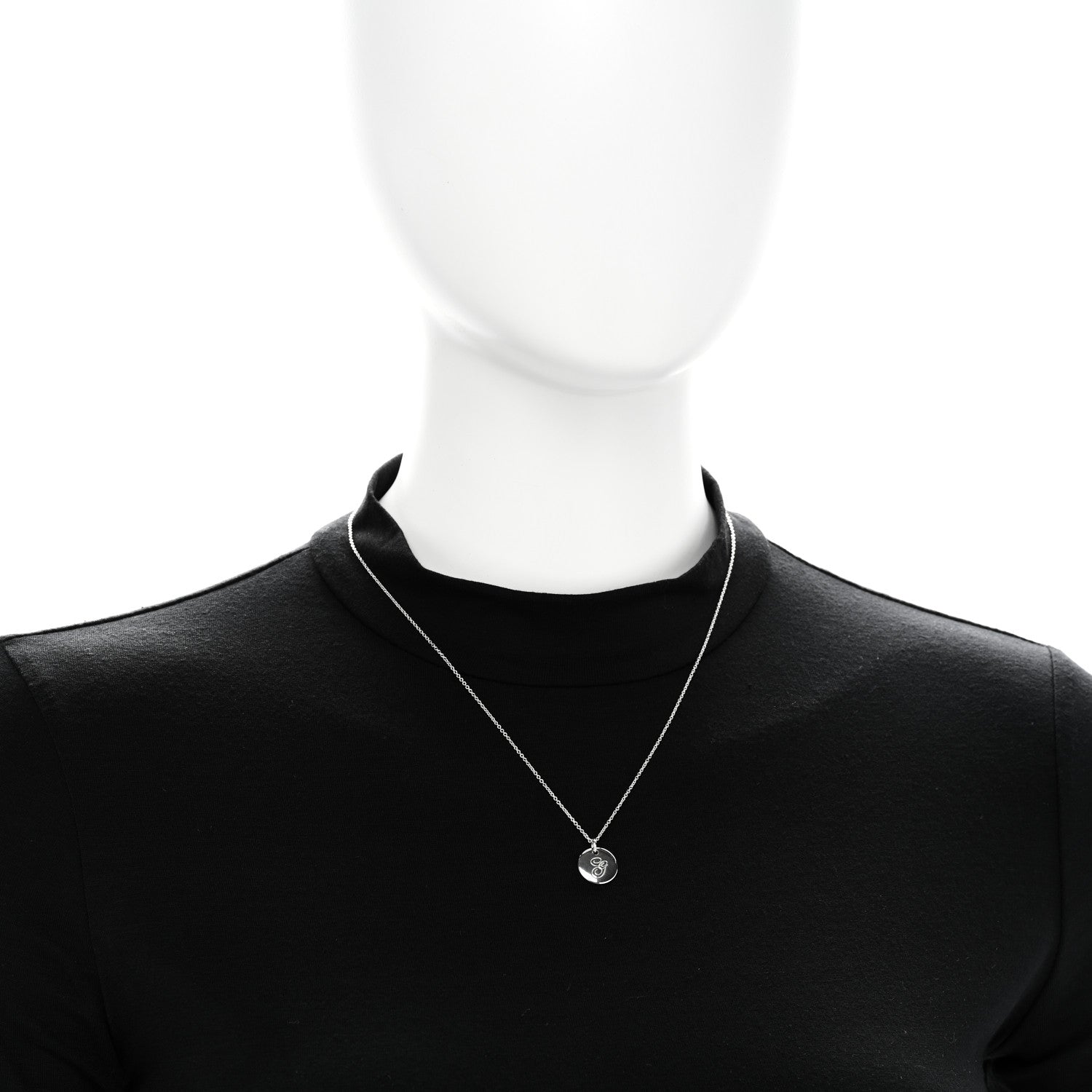 Sterling Silver Letter G Disc Pendant Necklace