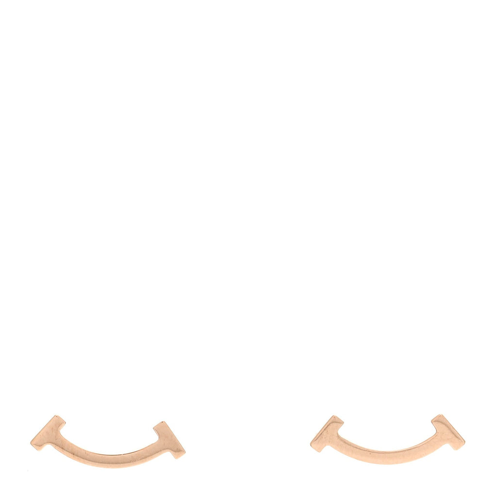18K Rose Gold T Smile Stud Earrings
