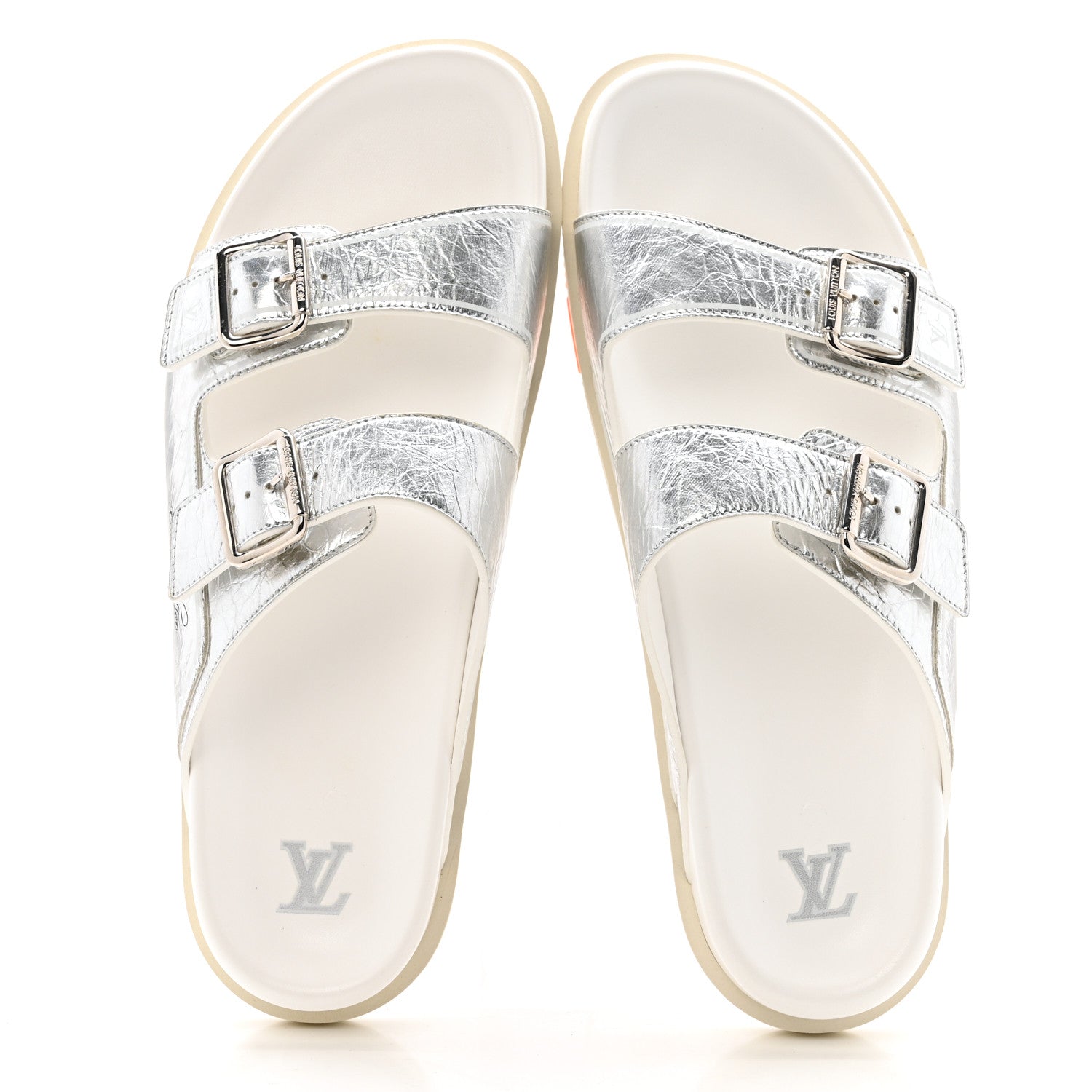 Metallic Mix Materials Mens LV Script Trainer Mules 12 Silver Multicolor