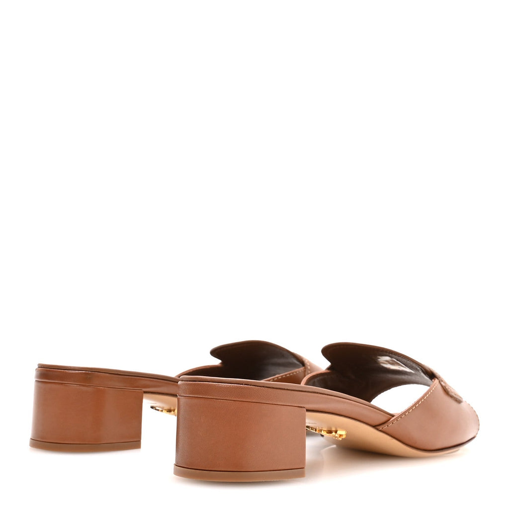 Calfskin Slide Sandals 38.5 Cuoio