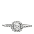 18K White Gold Diamond 0.33ct Cushion Cut Pave Halo Engagement Ring 53 6.5