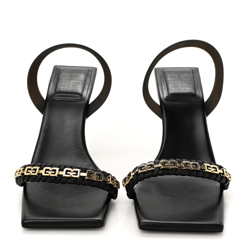 Smooth Nappa G Woven Slingback 90mm Sandals 38.5 Black