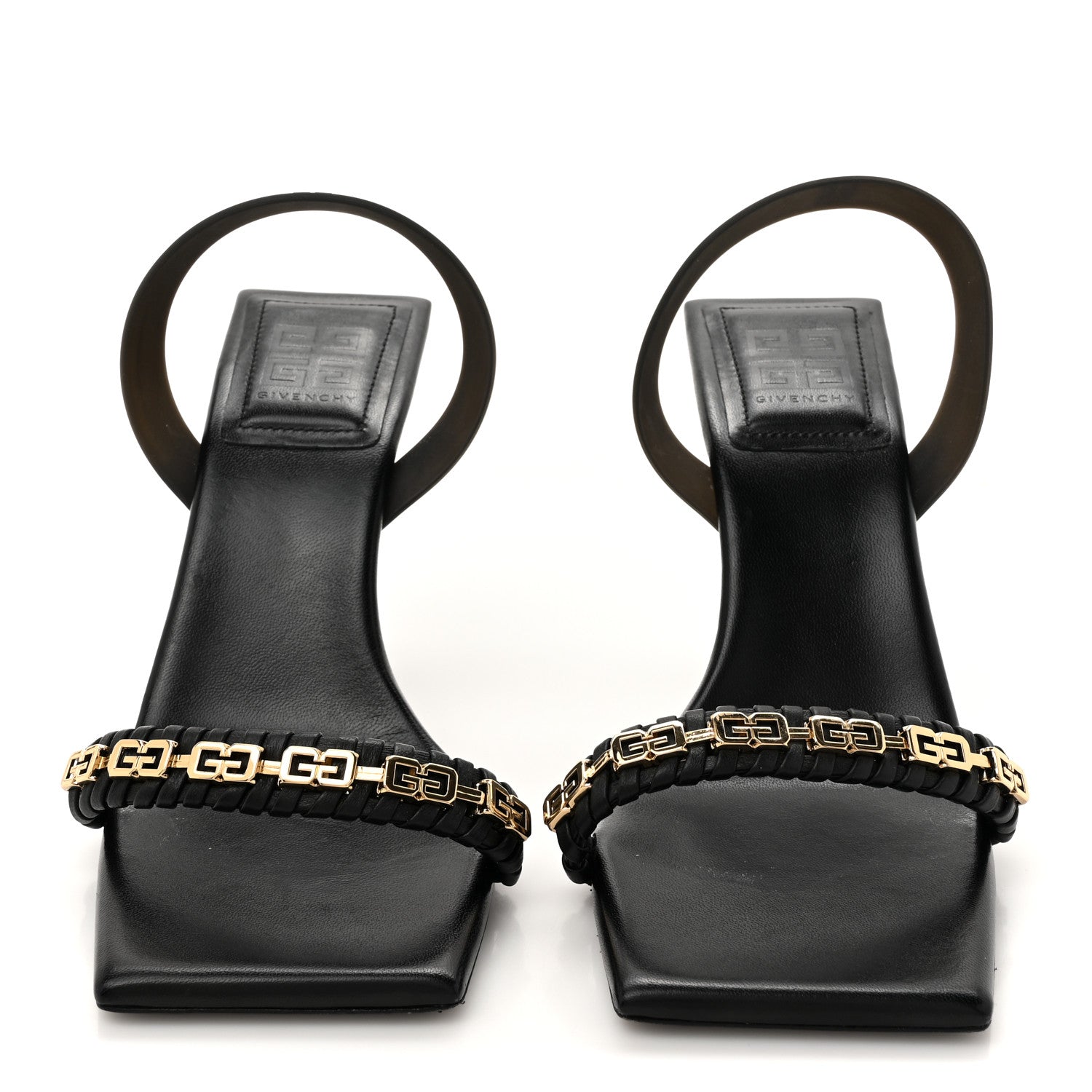 Smooth Nappa G Woven Slingback 90mm Sandals 38.5 Black