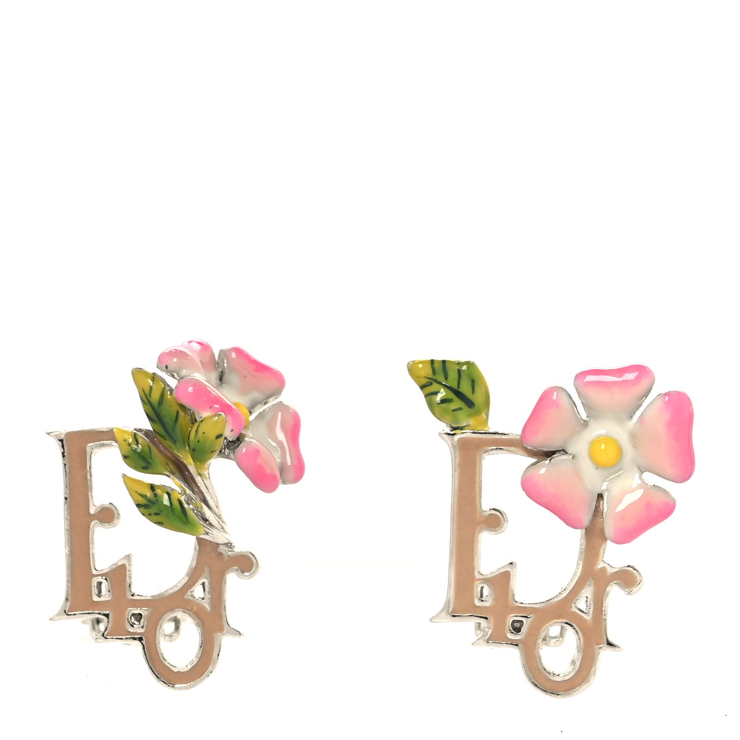 Enamel Flower Clip-On Earrings Multicolor