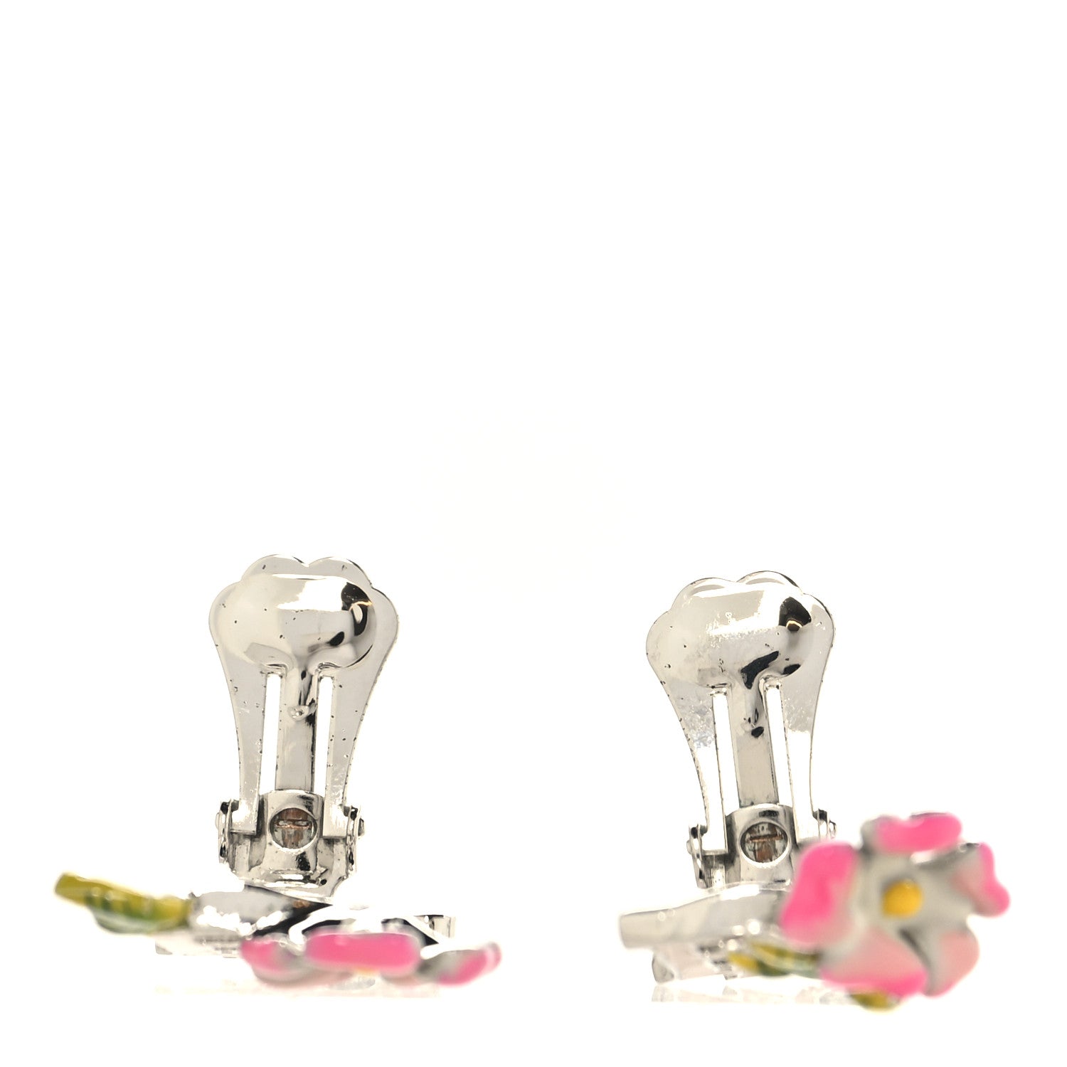 Enamel Flower Clip-On Earrings Multicolor