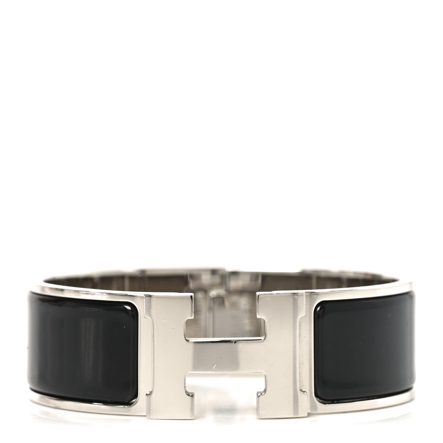 Enamel Clic Clac H Bracelet Wide GM Black