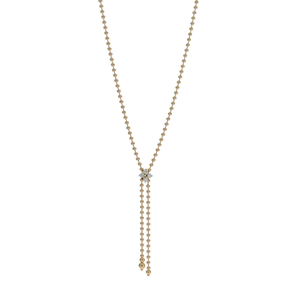 18K Yellow Gold Diamond Love in Verona Flower Zipper Necklace