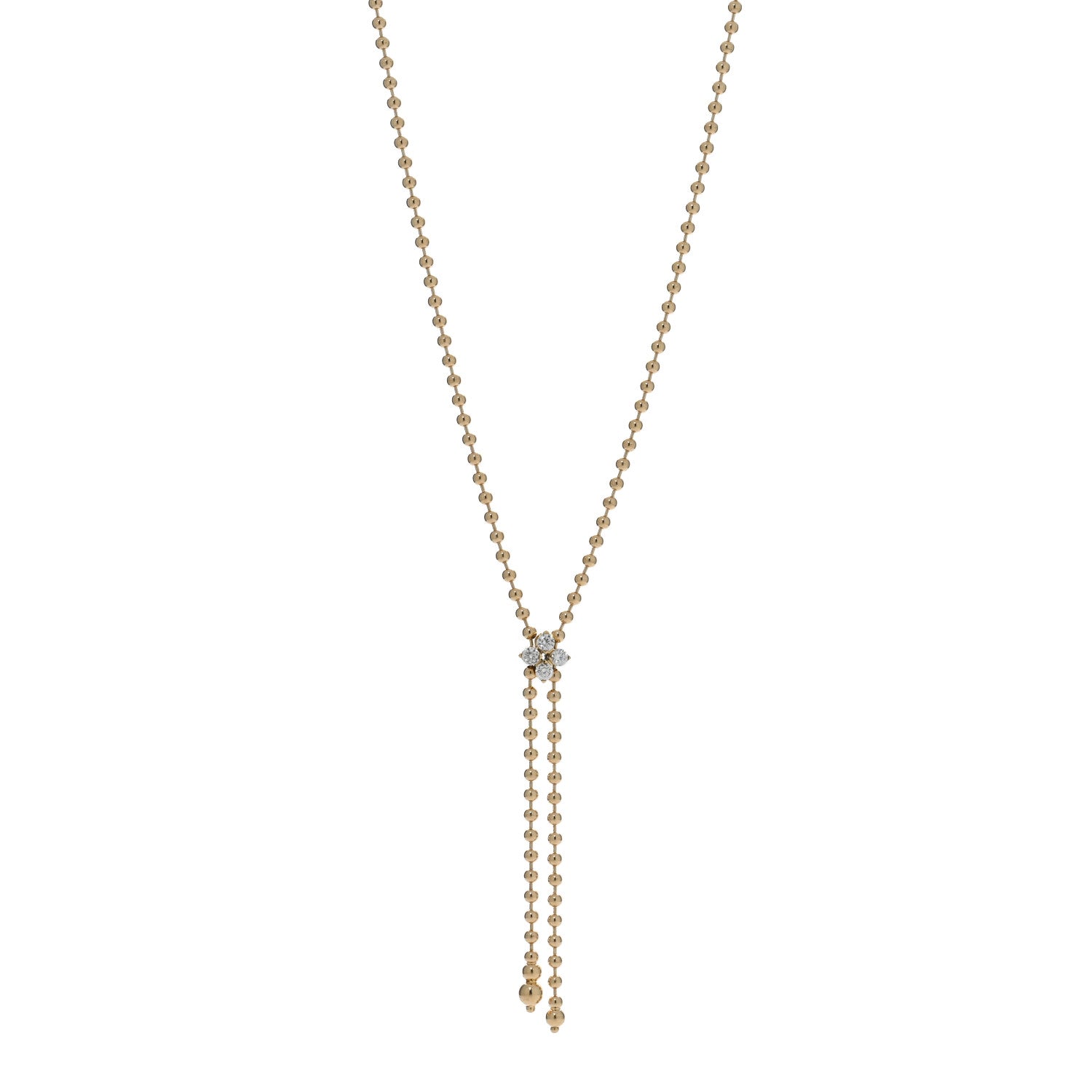 18K Yellow Gold Diamond Love in Verona Flower Zipper Necklace