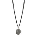 Sterling Silver Diamond Midnight Melange Oval Enhancer Pendant Necklace