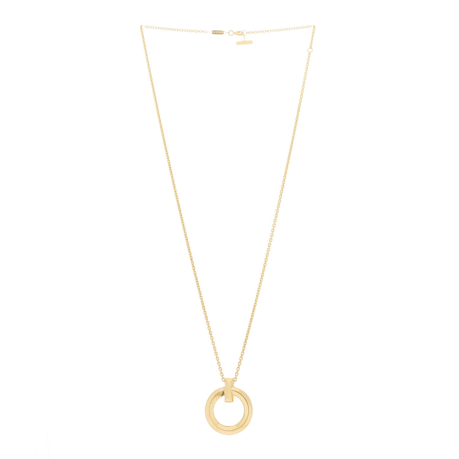 18K Yellow Gold T T1 Circle Pendant Necklace