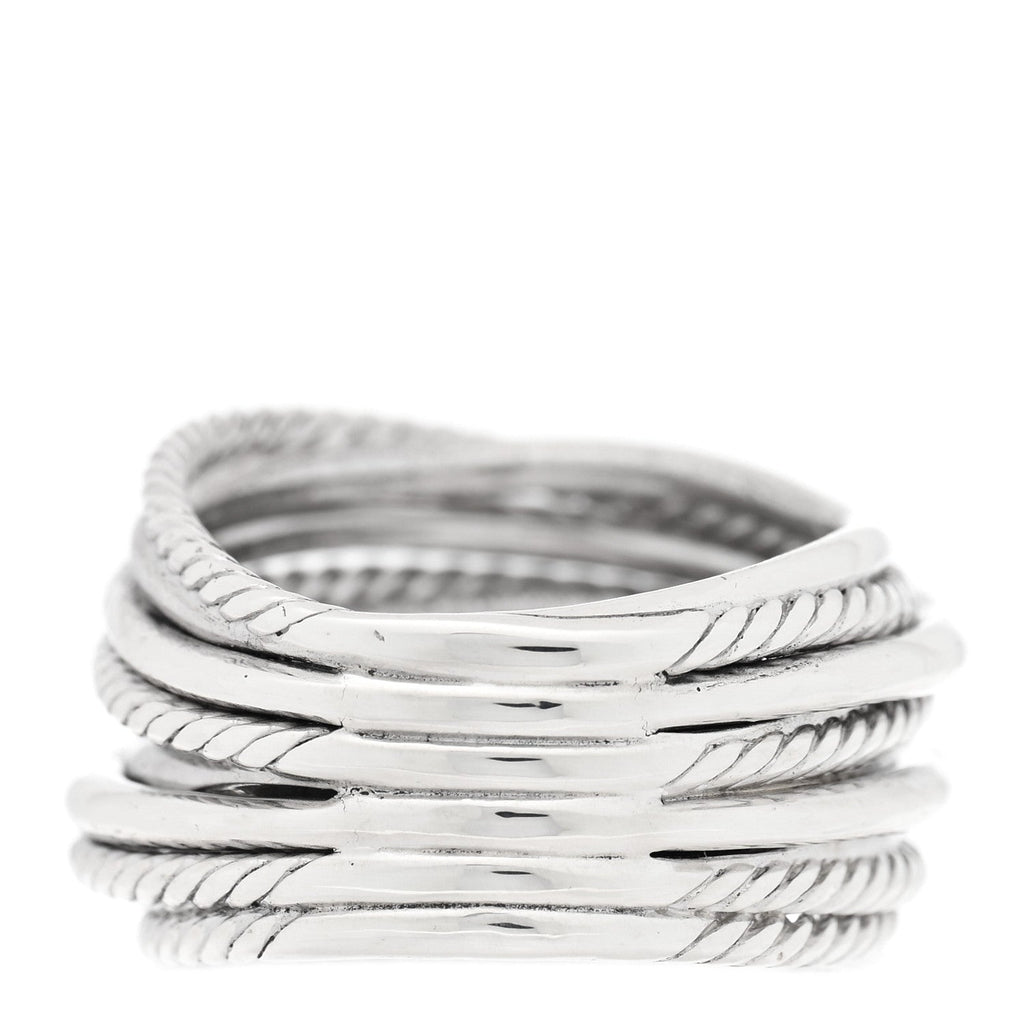 Sterling Silver Diamond 17.8mm Crossover Cable Ring 54 6.75
