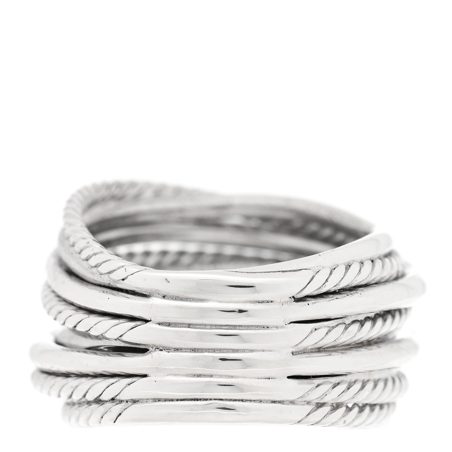 Sterling Silver Diamond 17.8mm Crossover Cable Ring 54 6.75
