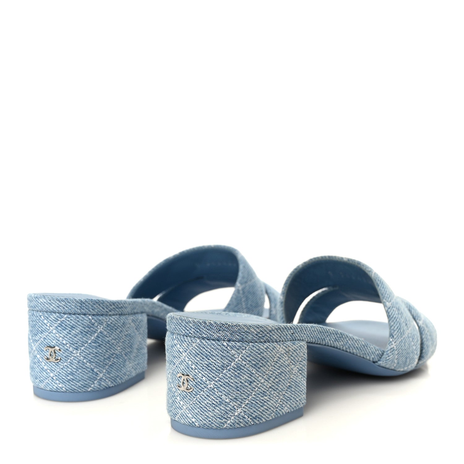 Denim Quilted Mules 37.5 Blue