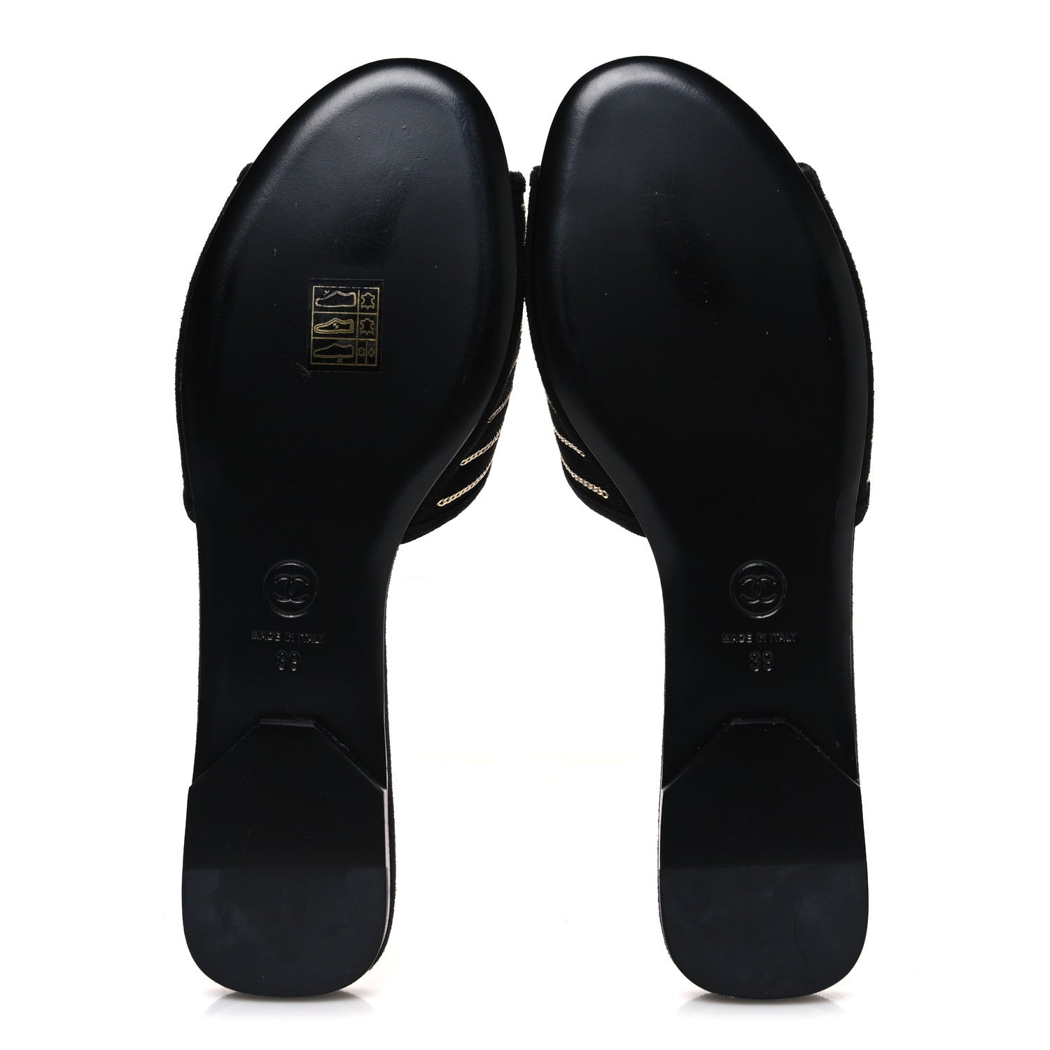 Suede Chain Flat Mule Sandals 39 Black