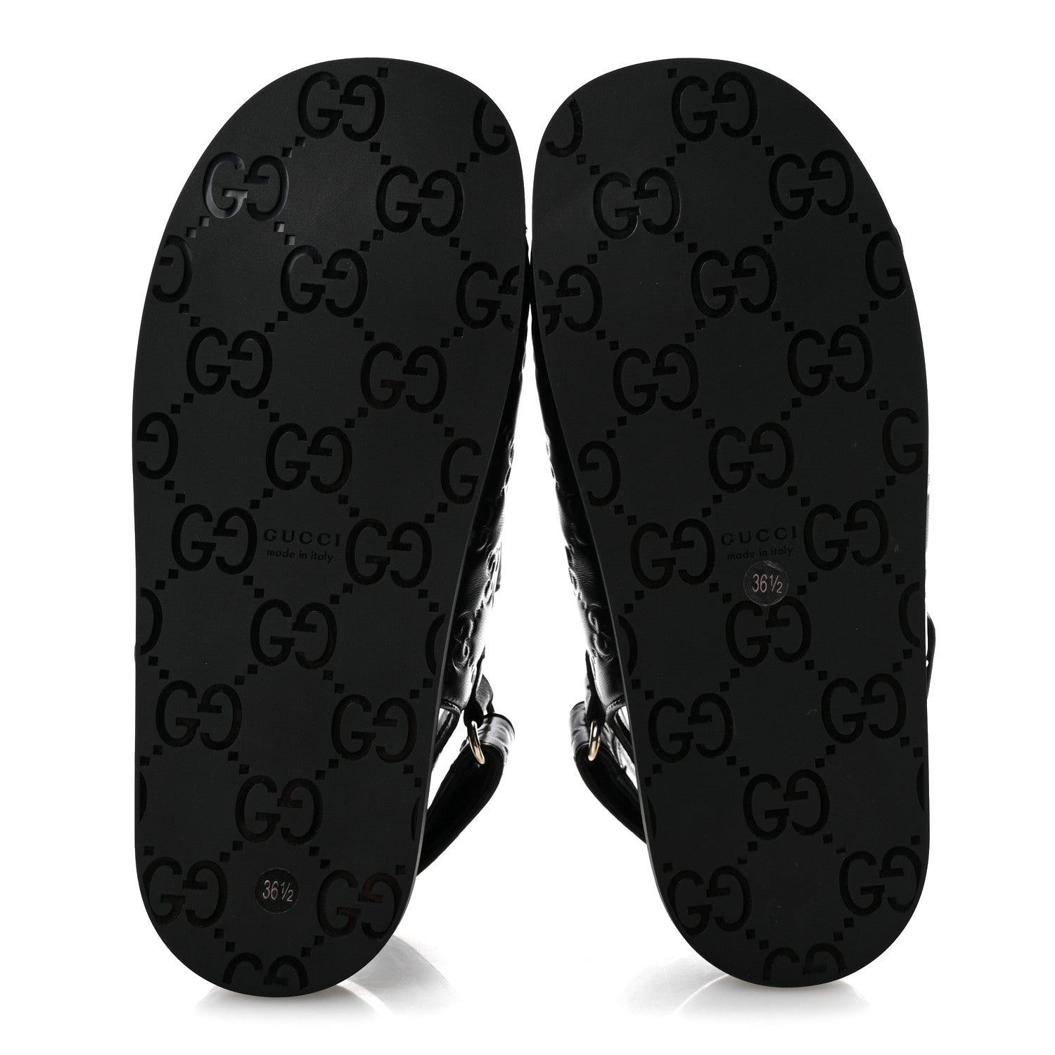 Guccissima GG Embossed Womens Sandals 36.5 Black