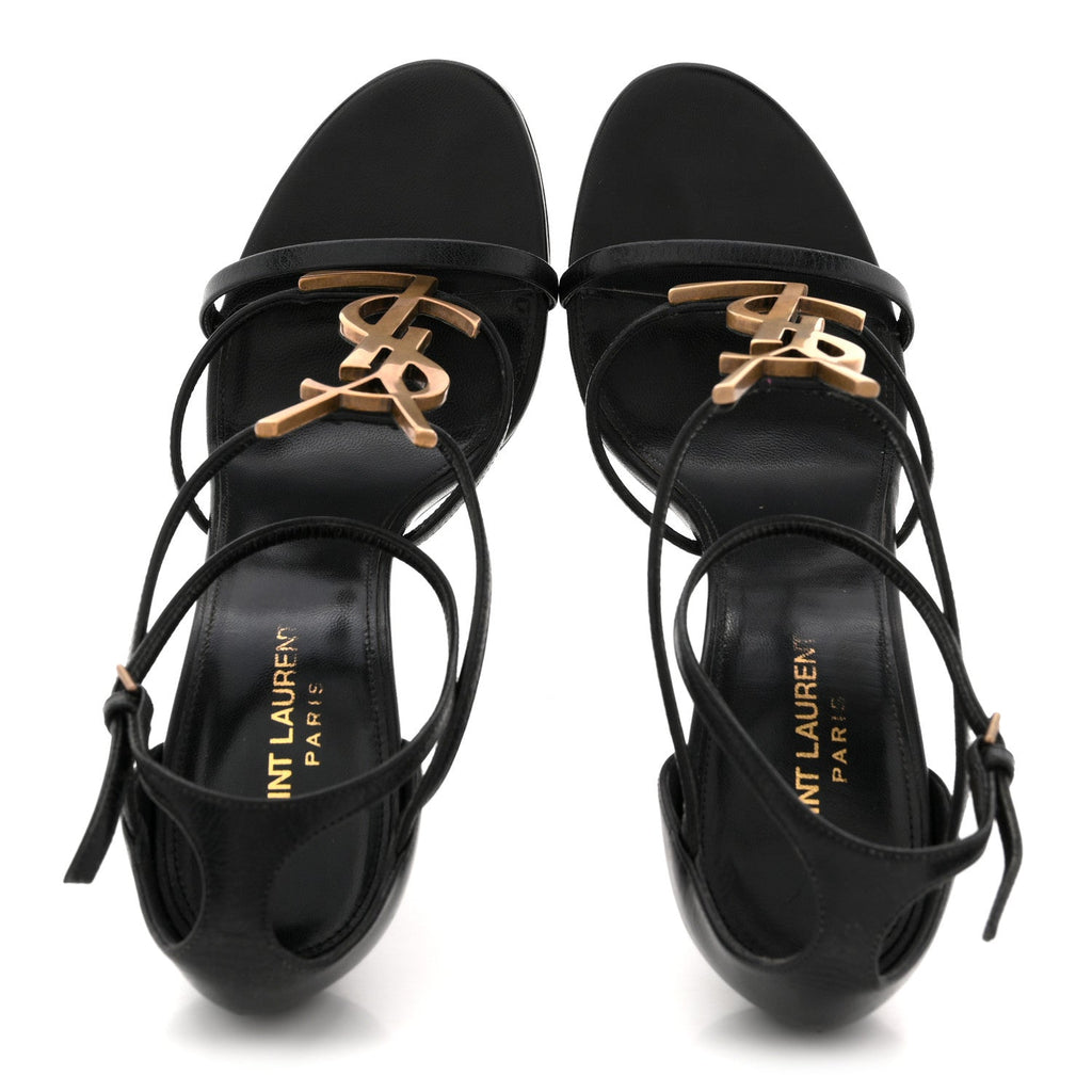 Calfskin Cassandra 100 Ankle Strap Sandals 41 Black
