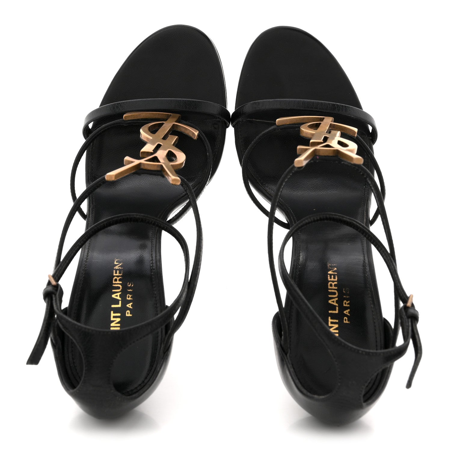 Calfskin Cassandra 100 Ankle Strap Sandals 41 Black