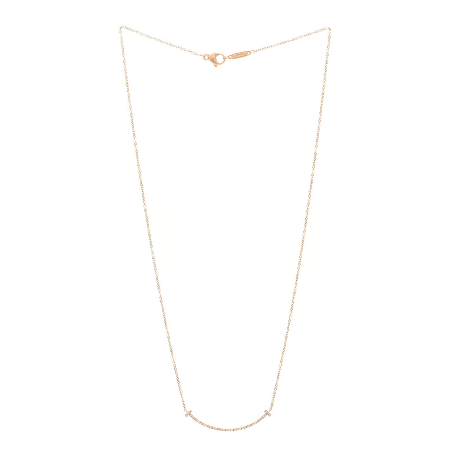 18K Rose Gold Diamond Small T Smile Pendant Necklace