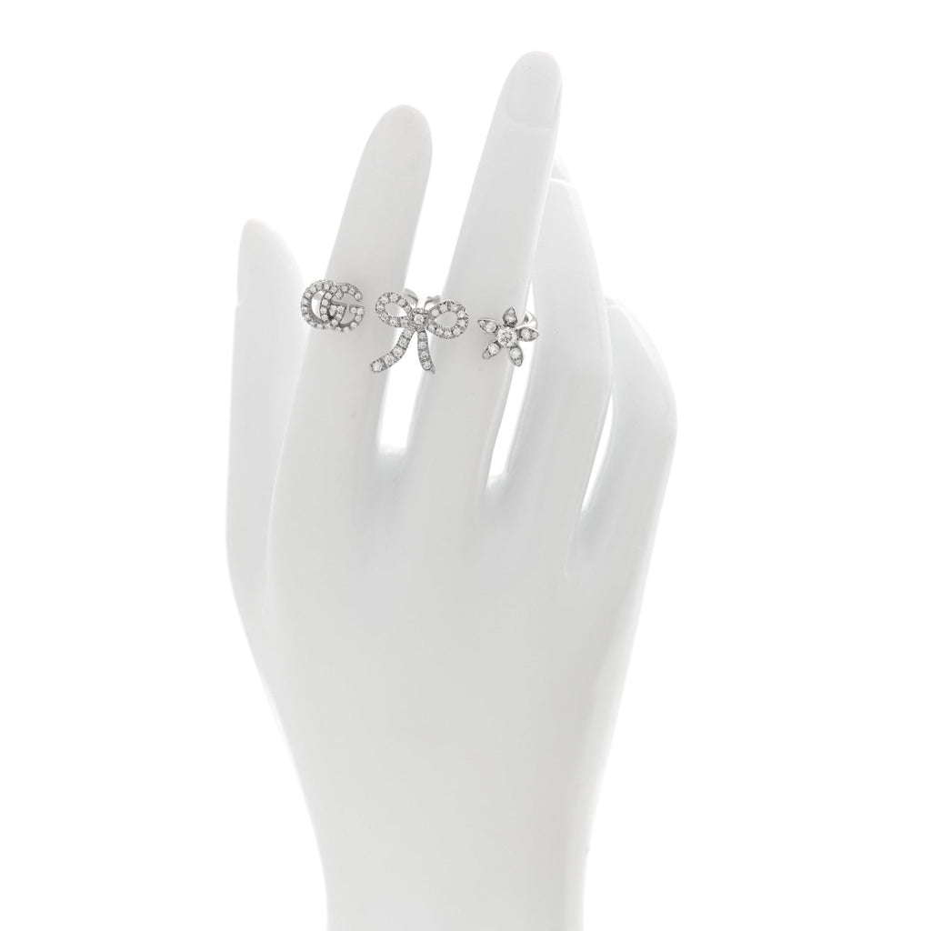18K White Gold Diamond Flora Bow Flower Ring M