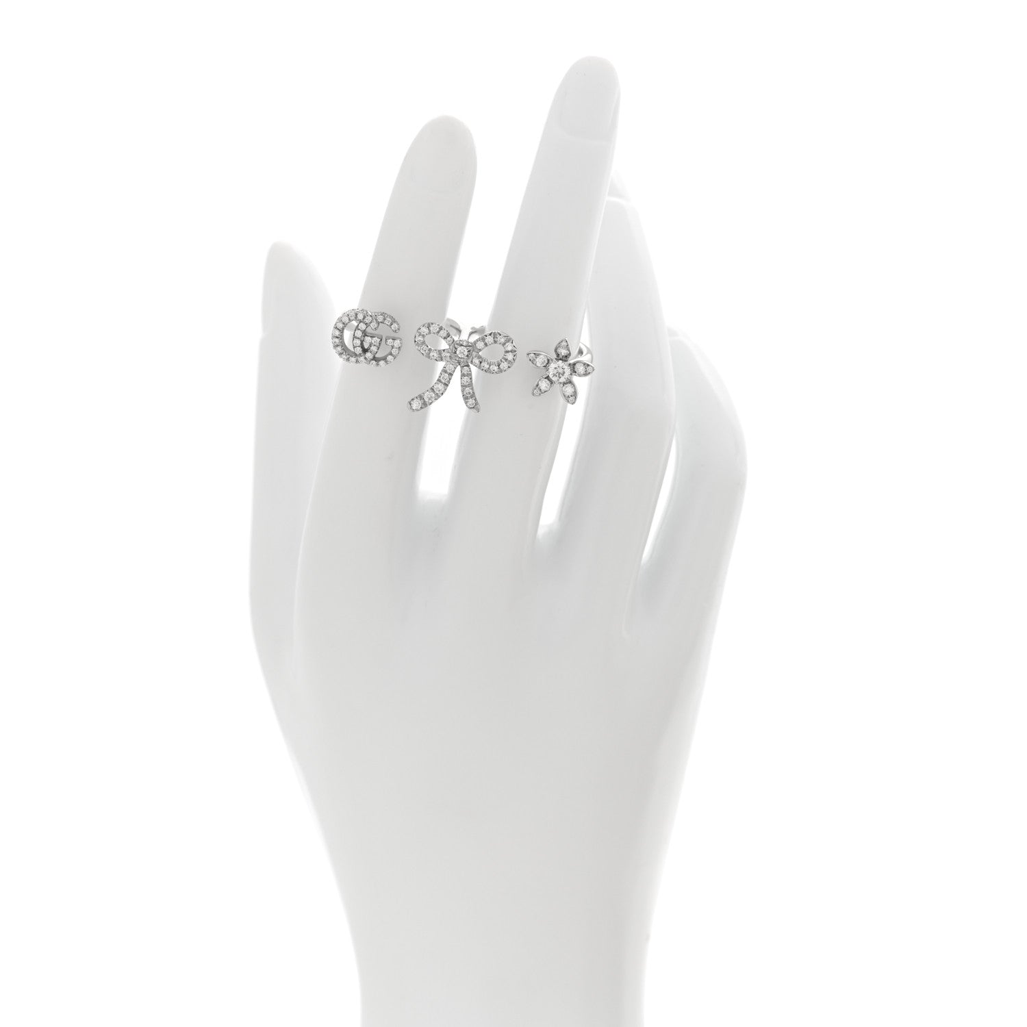 18K White Gold Diamond Flora Bow Flower Ring M